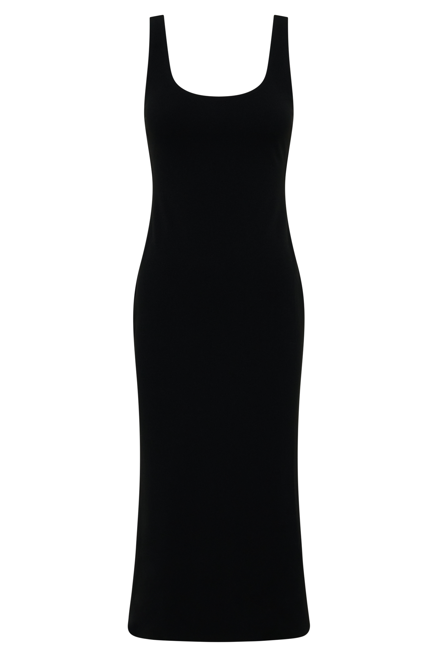 Allyra Scoop Stretch Crepe Midi Kleid - Schwarz