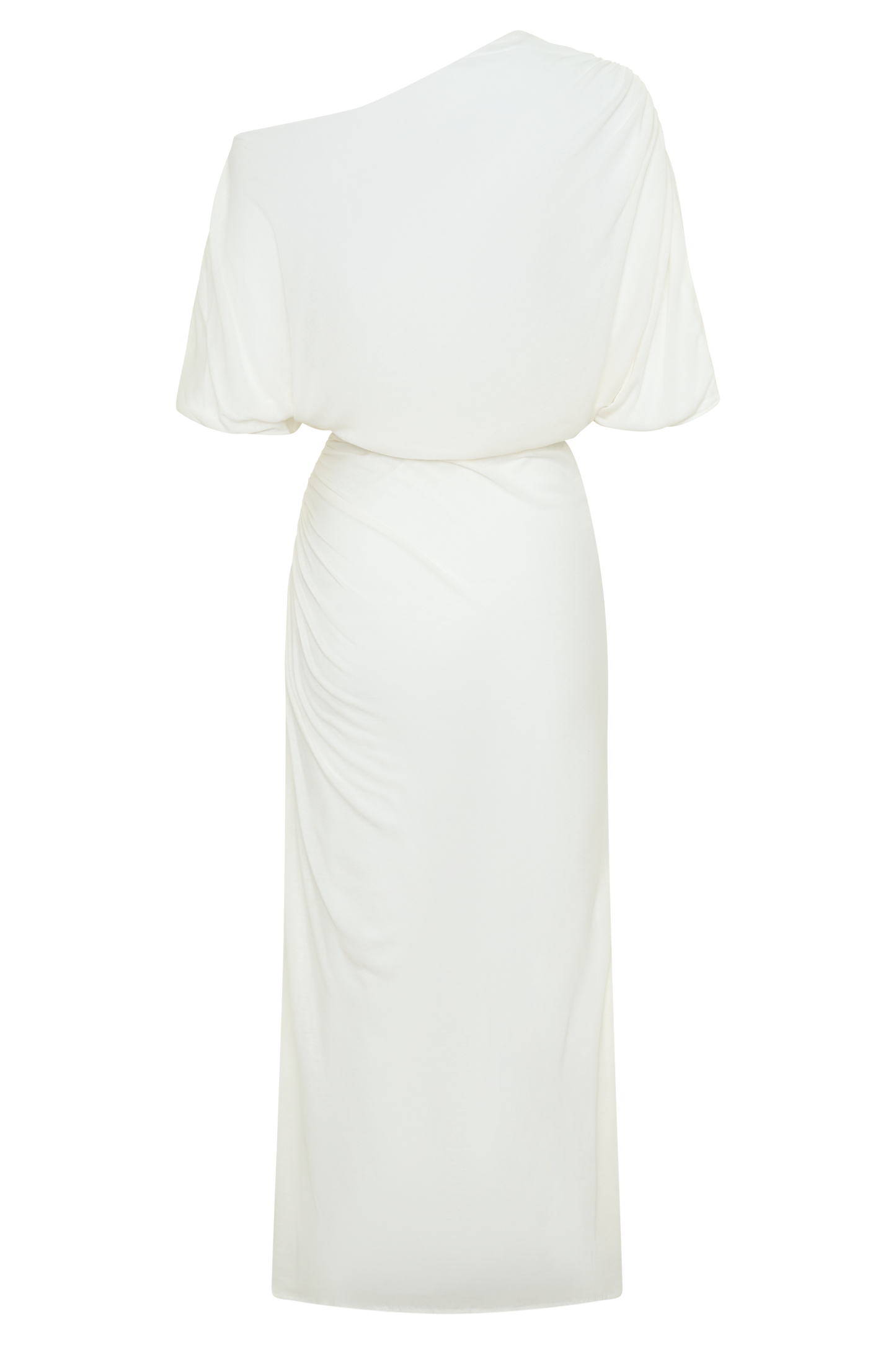 Alva Wolle Lyocell Drapiertes Midi-Kleid - Weiß