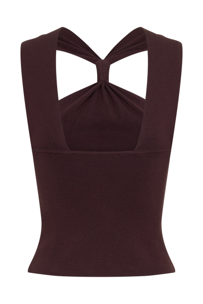 Angelika Twist Front Stricktop - Schokolade