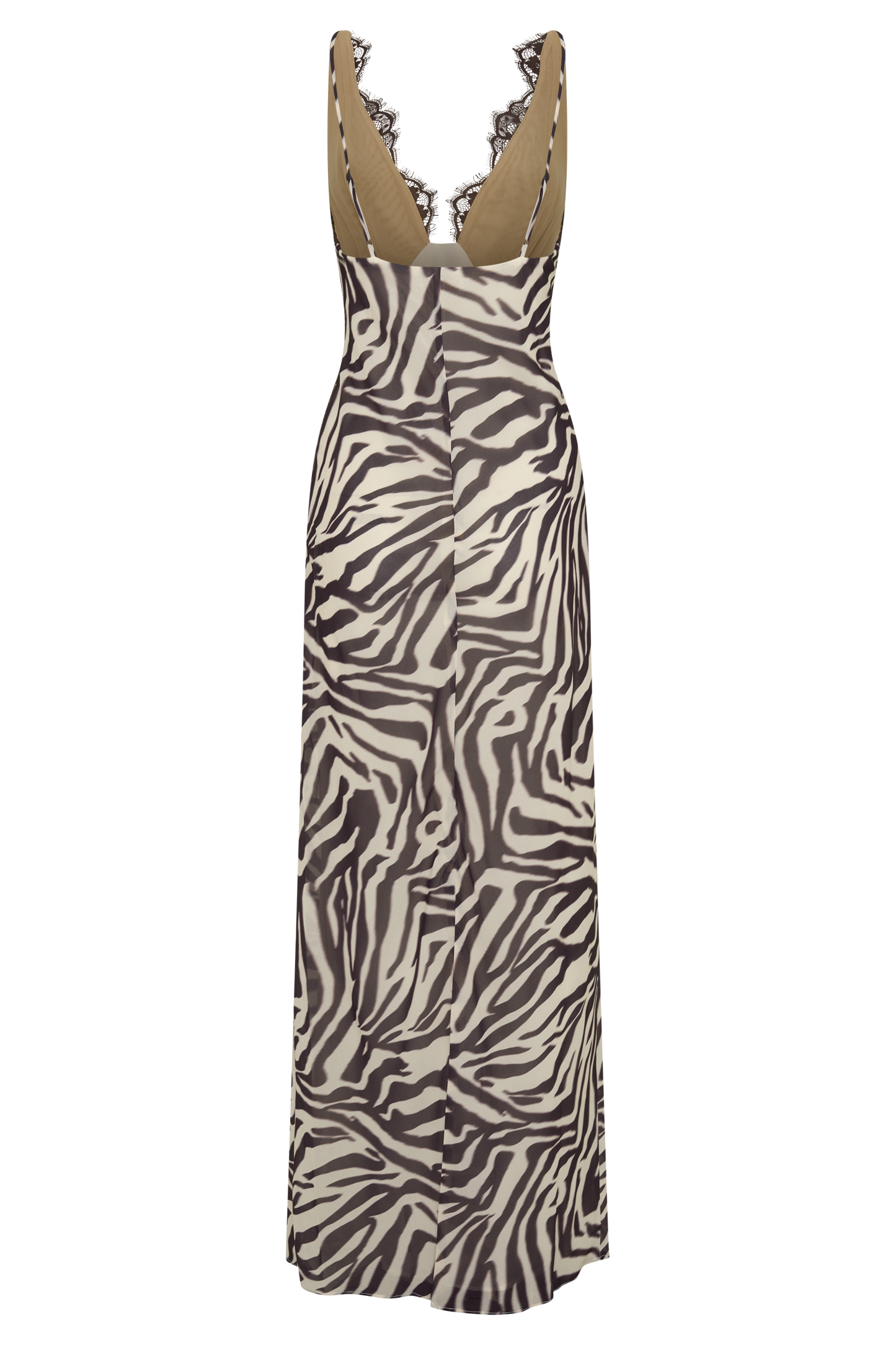Angeline Spitzen- und Chiffon-Maxikleid - Abstrakter Zebra-Print