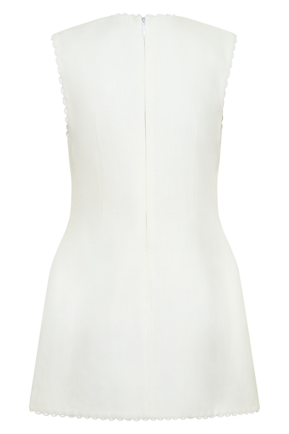 Antonella Leinen Mini Kleid - Weiß