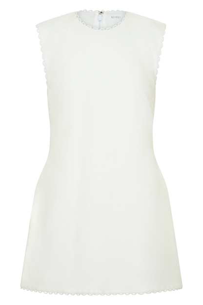 Antonella Leinen Mini Kleid - Weiß