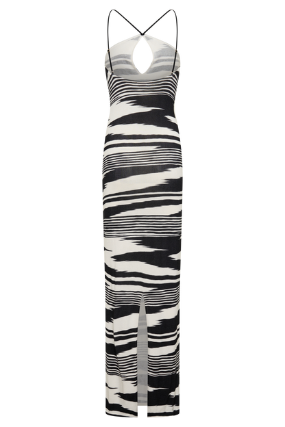 Ashtin Cross Front Strick Maxi-Kleid - Linear Shift Print