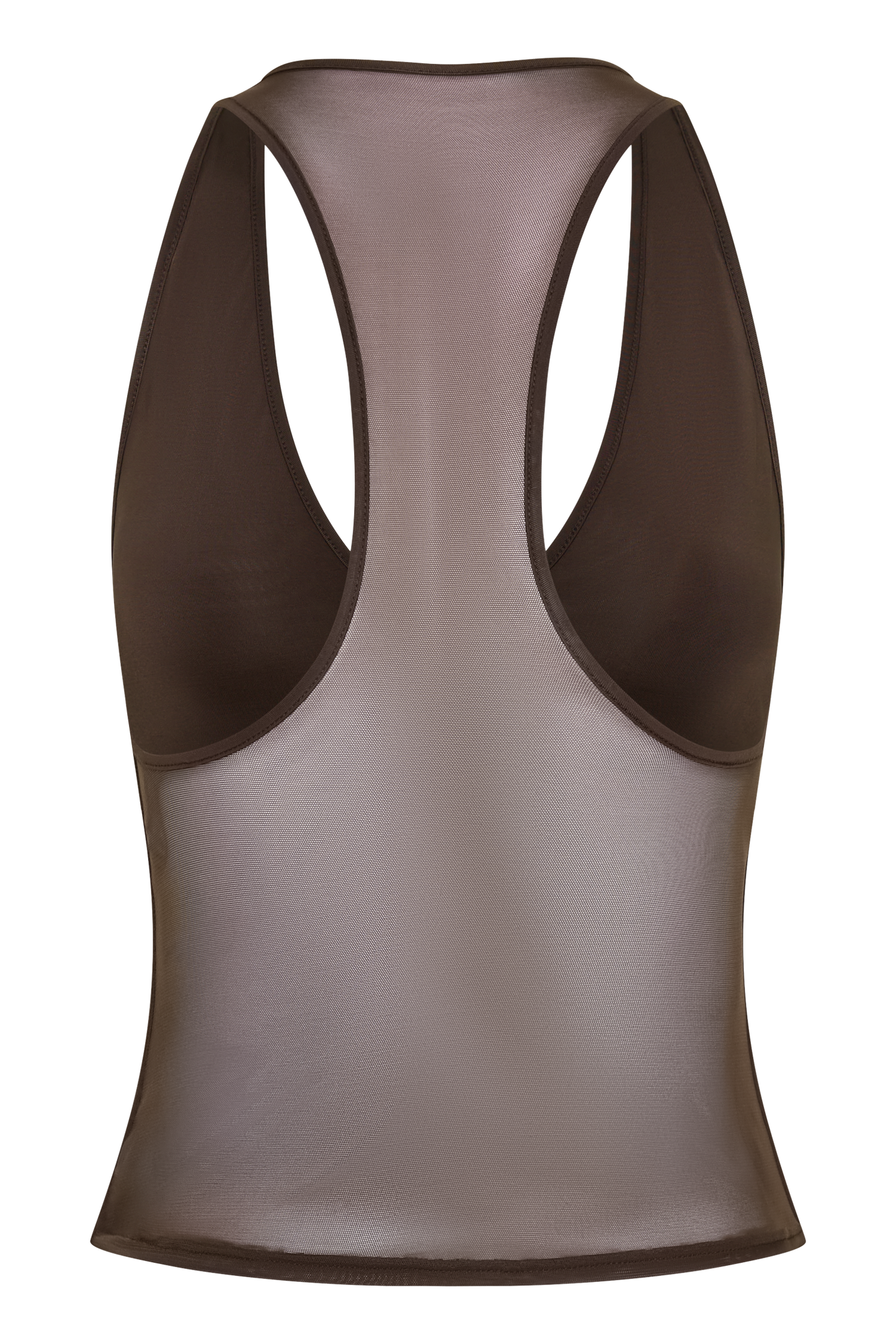 Aspyn Slinky- und Mesh-Top - Schokolade