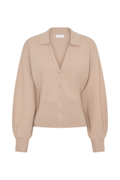 Blaine Strickblouson mit Puffärmeln - Hafer Melange