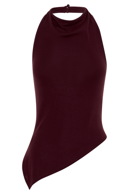 Clea Relaxed Sheer Haltertop - Burgunder