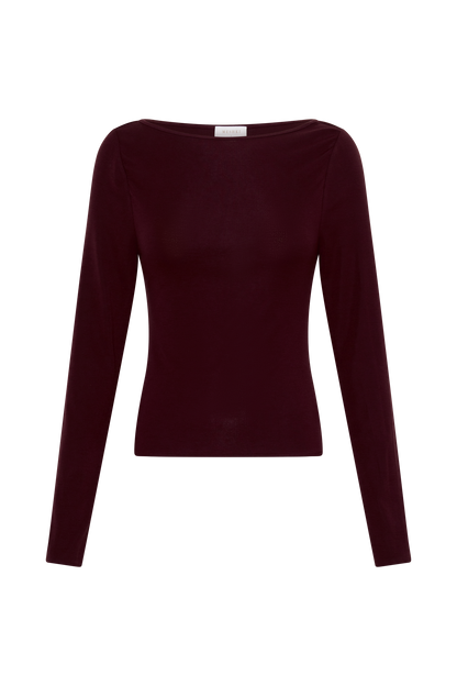 Coraline Langarm-Transparente Bluse - Burgunder