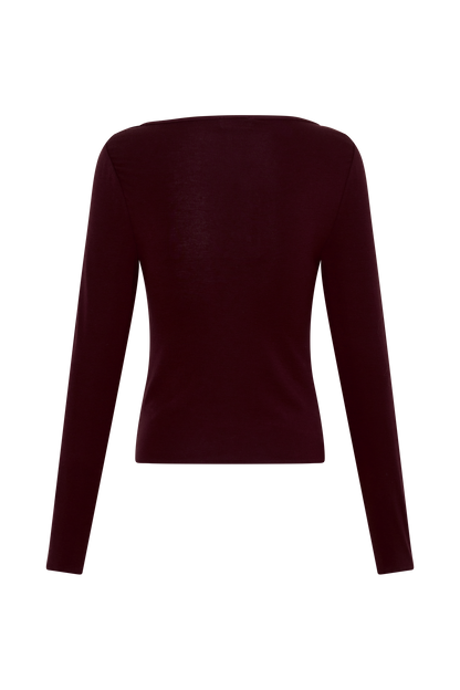 Coraline Langarm-Transparente Bluse - Burgunder