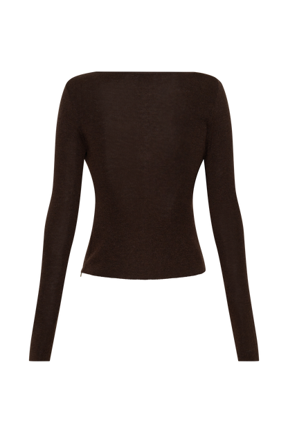 Culver Draped Twist Stricktop - Schokolade