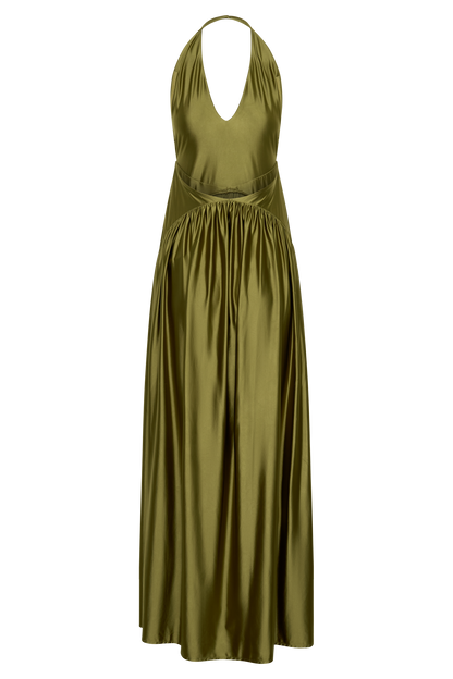 Cypress Halter Maxi Kleid - Oliv