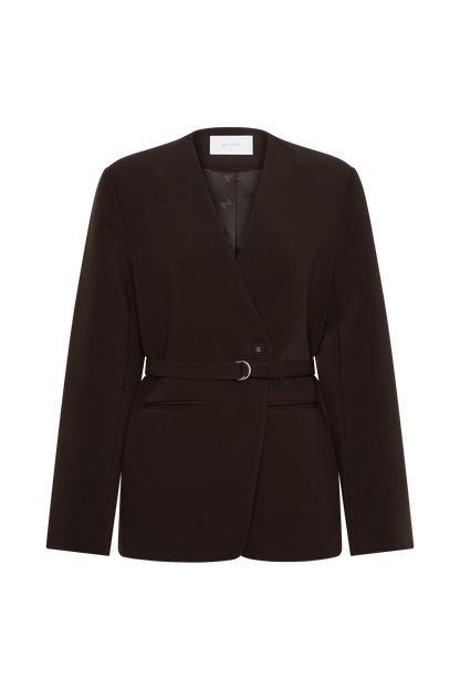 Darcie Drop Shoulder Anzugblazer - Dunkle Schokolade