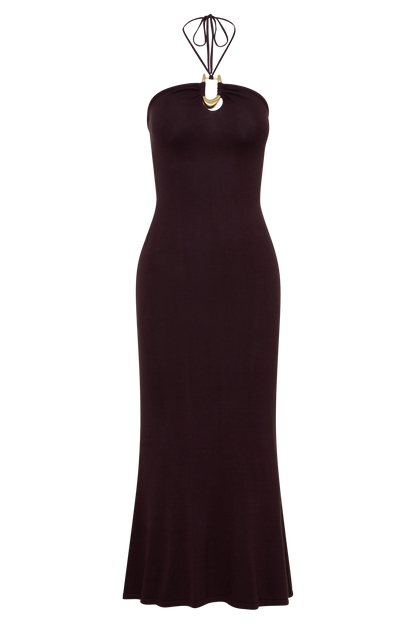Dimitri Strick Midi Kleid - Schokolade