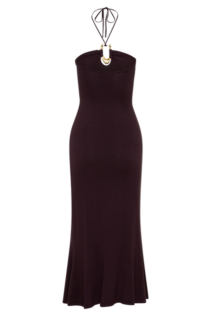 Dimitri Strick Midi Kleid - Schokolade