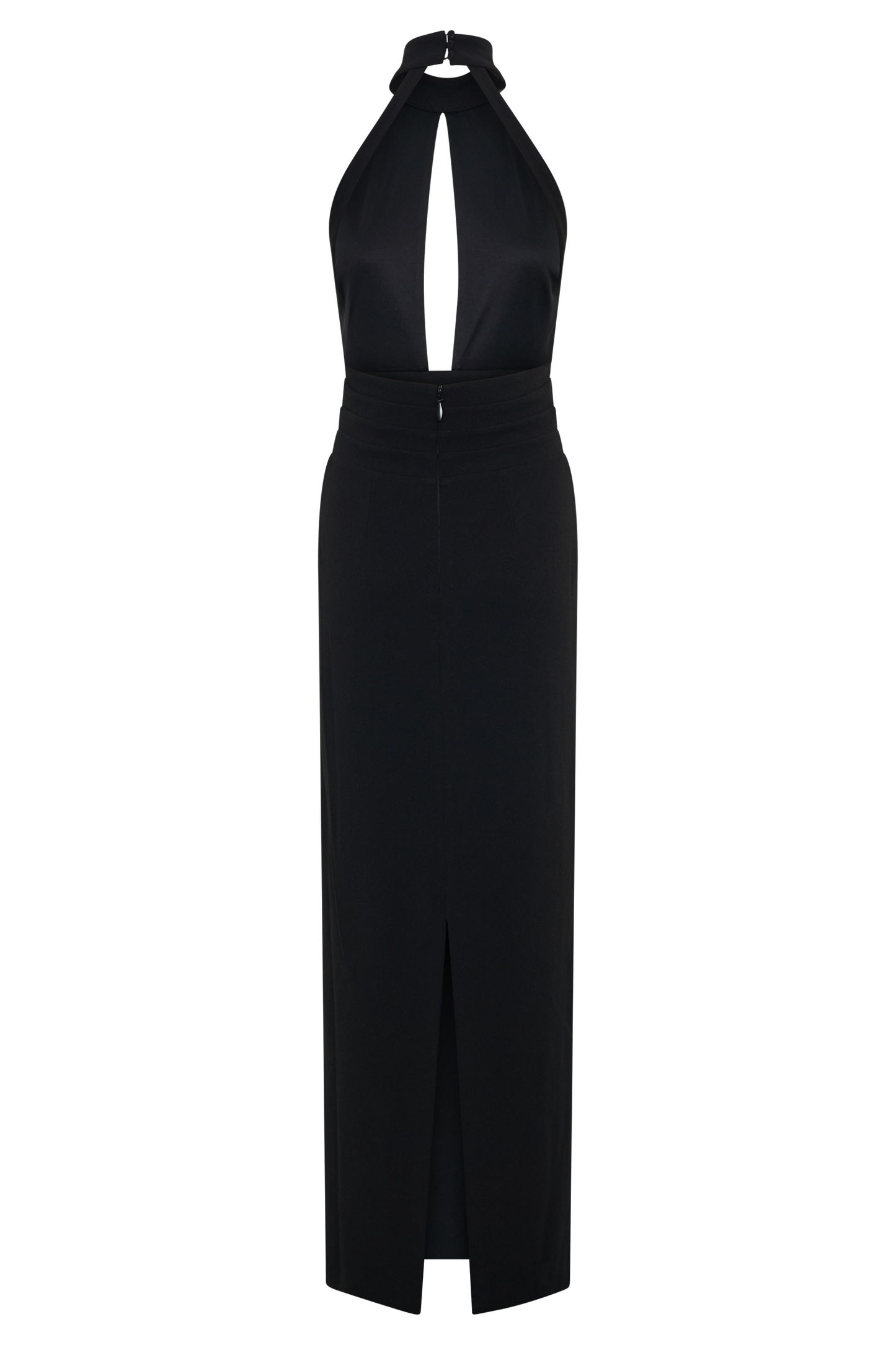 Elan Stretch Crepe Maxikleid - Schwarz