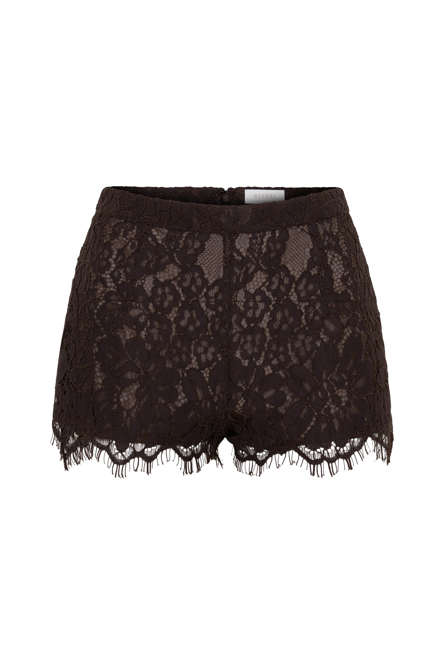 Gigi Spitzen-Mini-Shorts - Dunkle Schokolade