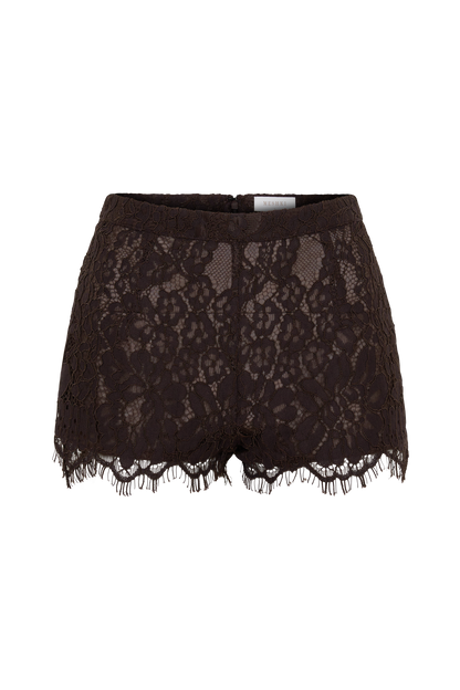 Gigi Spitzen-Mini-Shorts - Dunkle Schokolade