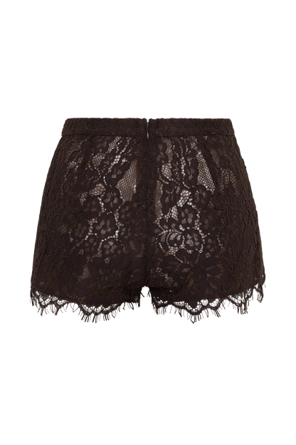 Gigi Spitzen-Mini-Shorts - Dunkle Schokolade