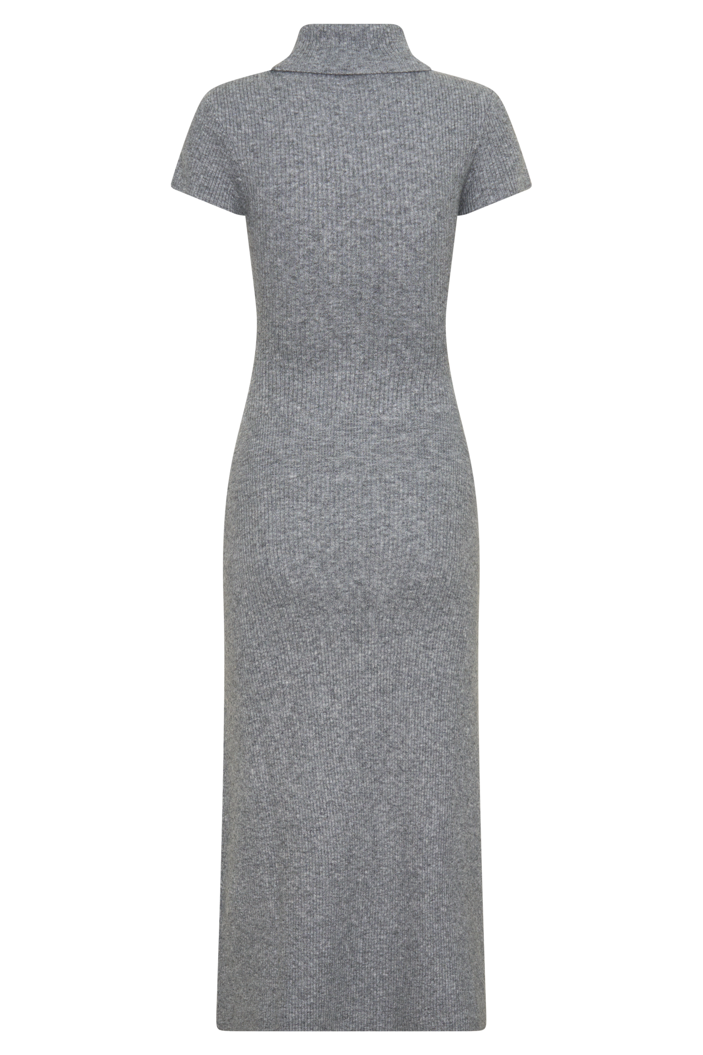 Goldie Hoher Hals Strick Midi Kleid - Grau Meliert