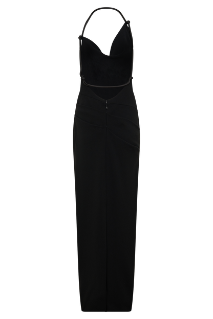 Gracie Halter Maxi Kleid - Schwarz