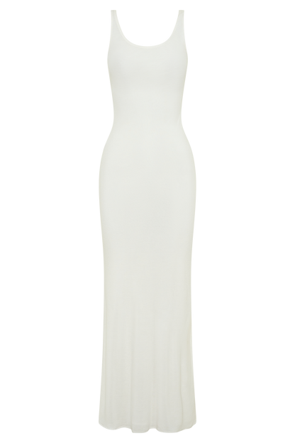 Gwenaelle Scoop Neck Jersey Maxi Kleid - Weiß