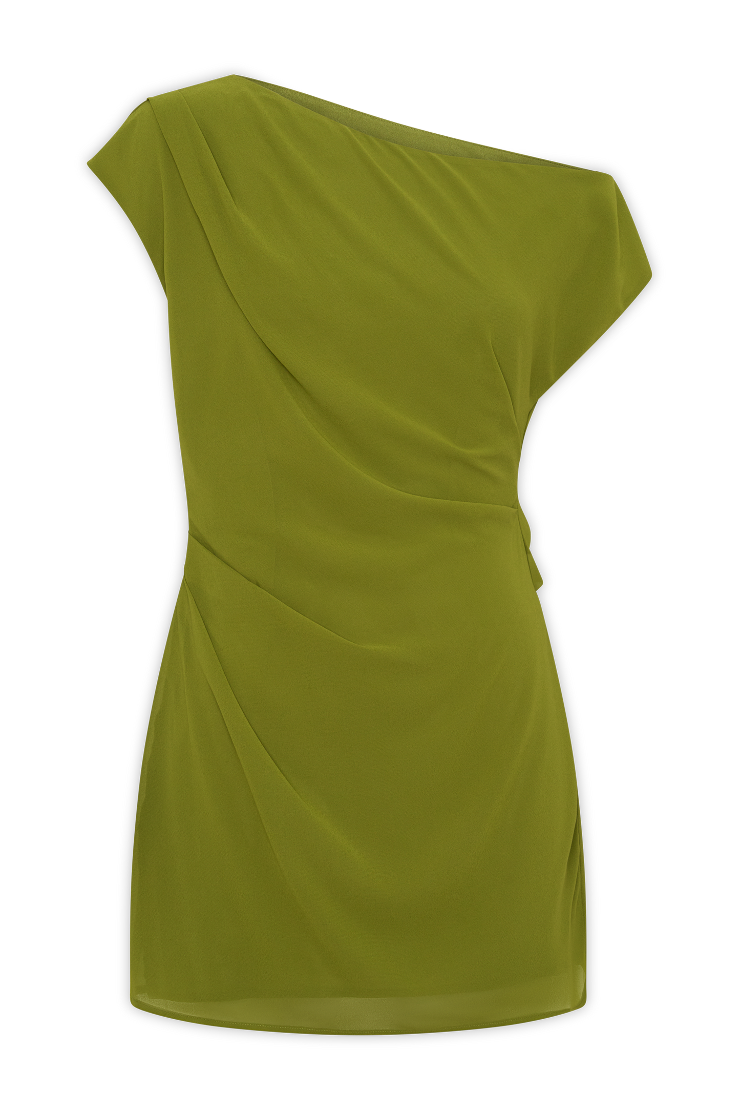 Hannah asymmetrisches Neckline Mini-Kleid - Olive