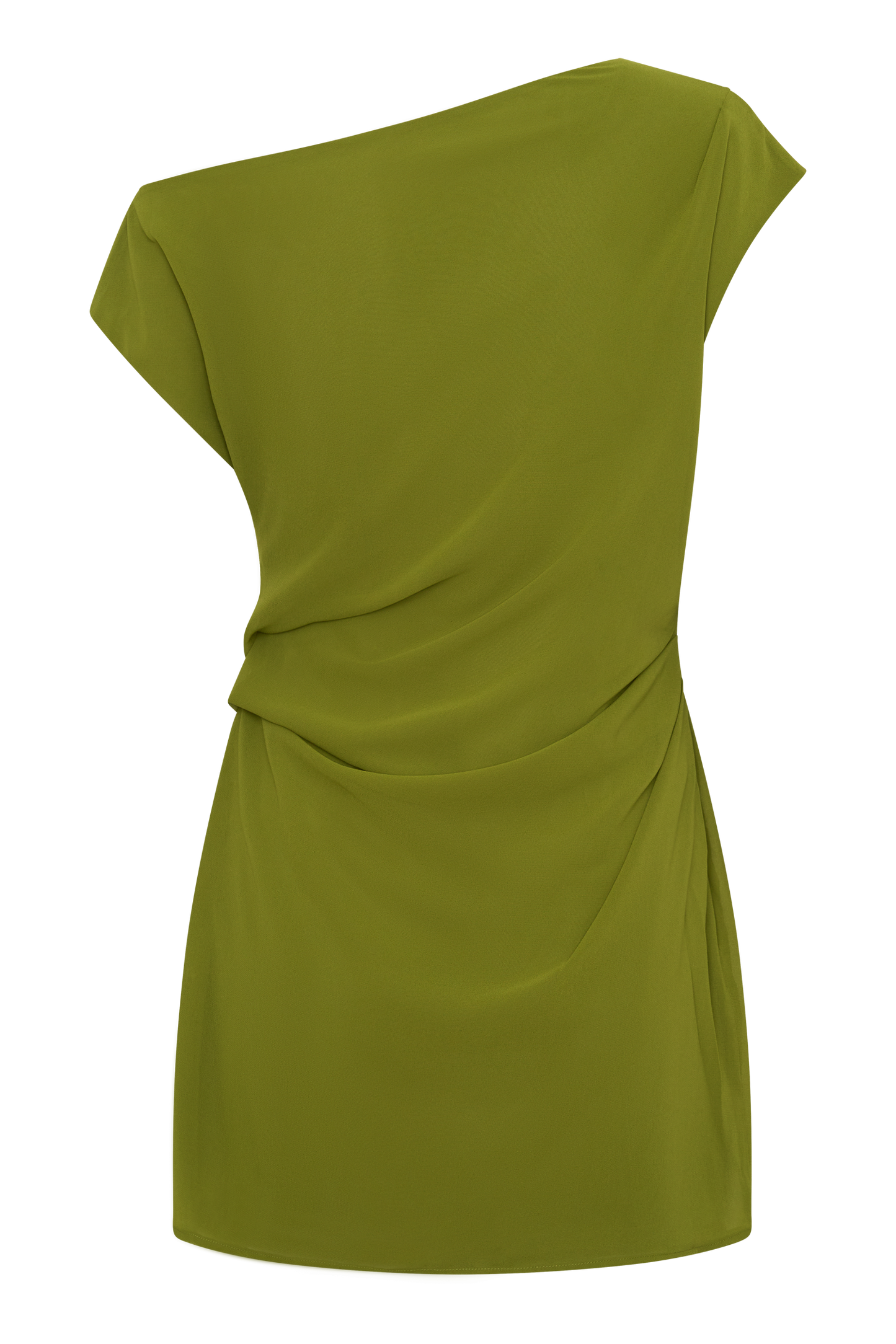 Hannah asymmetrisches Neckline Mini-Kleid - Olive