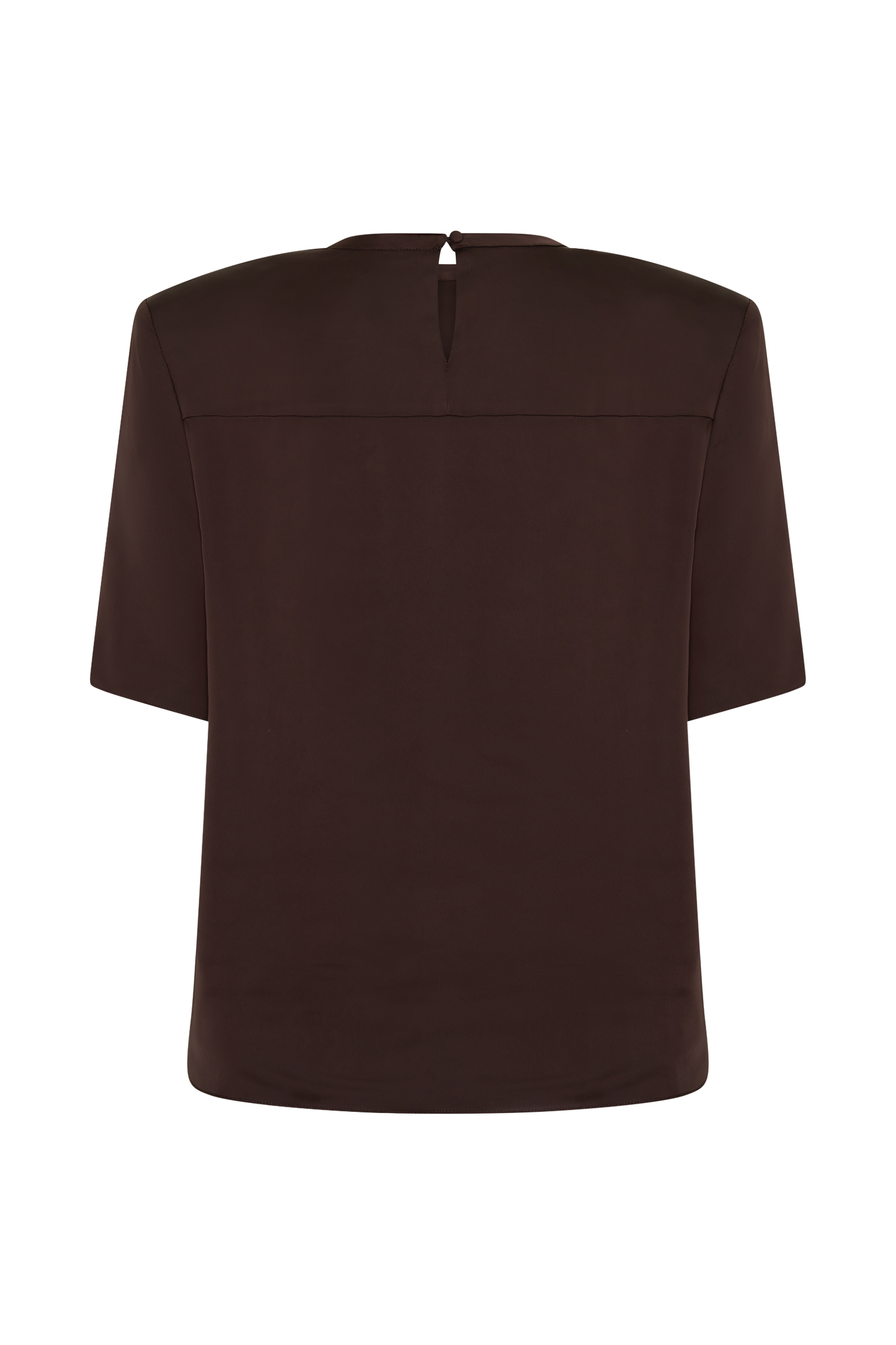 Harlyn Schulterpolster Kurzarm Satin Top - Dunkle Schokolade