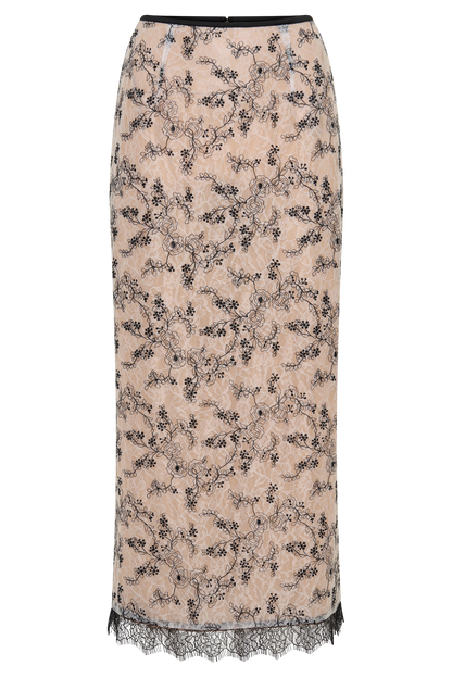 Kimberly Spitzen Bleistift Midi Rock - Nude Spitze