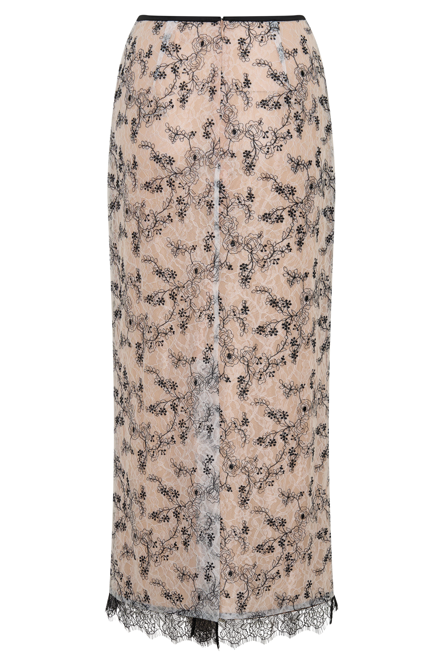 Kimberly Spitzen Bleistift Midi Rock - Nude Spitze