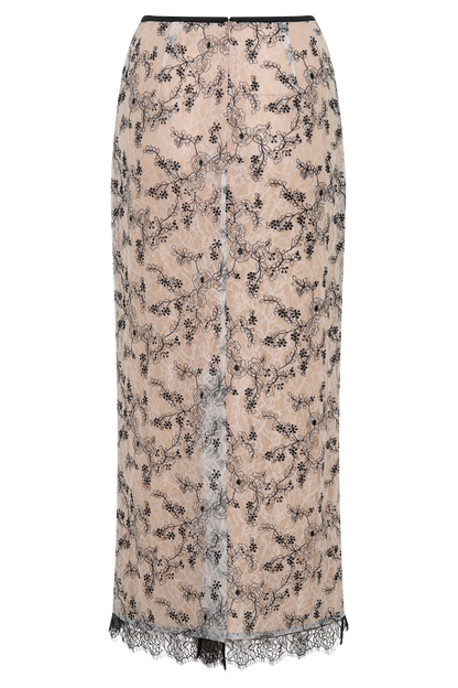 Kimberly Spitzen Bleistift Midi Rock - Nude Spitze
