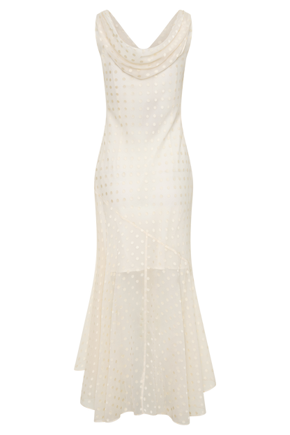 Lilah Devore Midi Kleid - Elfenbein