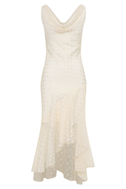 Lilah Devore Midi Kleid - Elfenbein