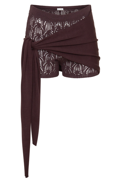 Liora Häkel-Shorts mit Strick-Overlay - Schokolade