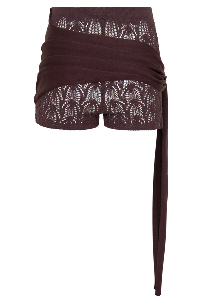 Liora Häkel-Shorts mit Strick-Overlay - Schokolade