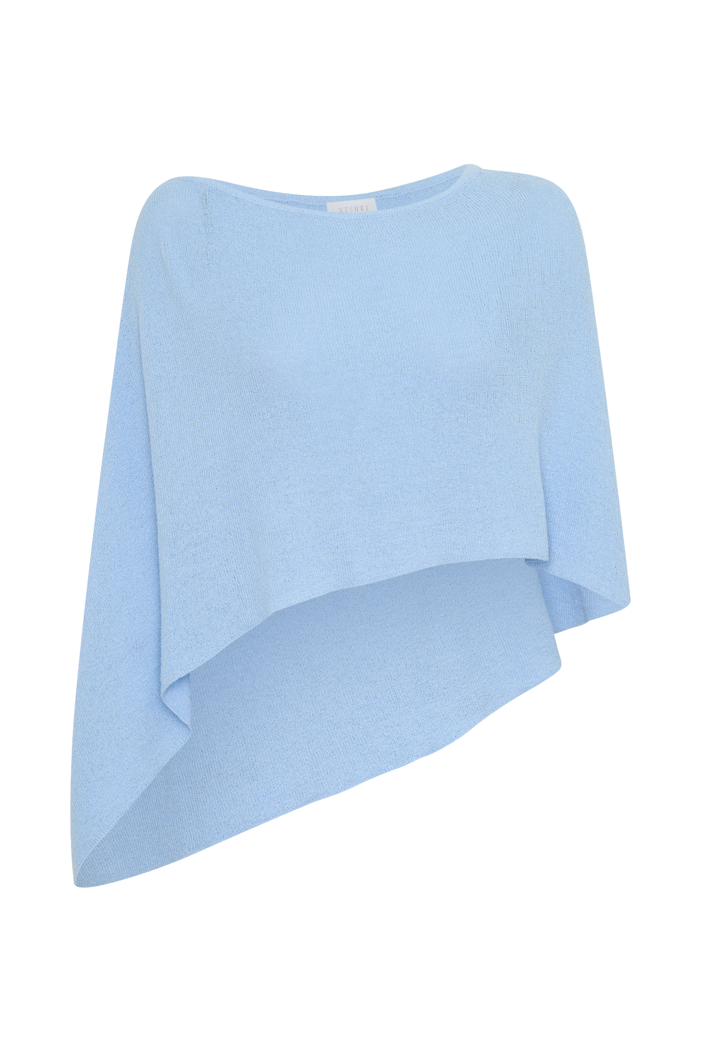Loura One Shoulder Strick-Cape-Top - Kornblumenblau