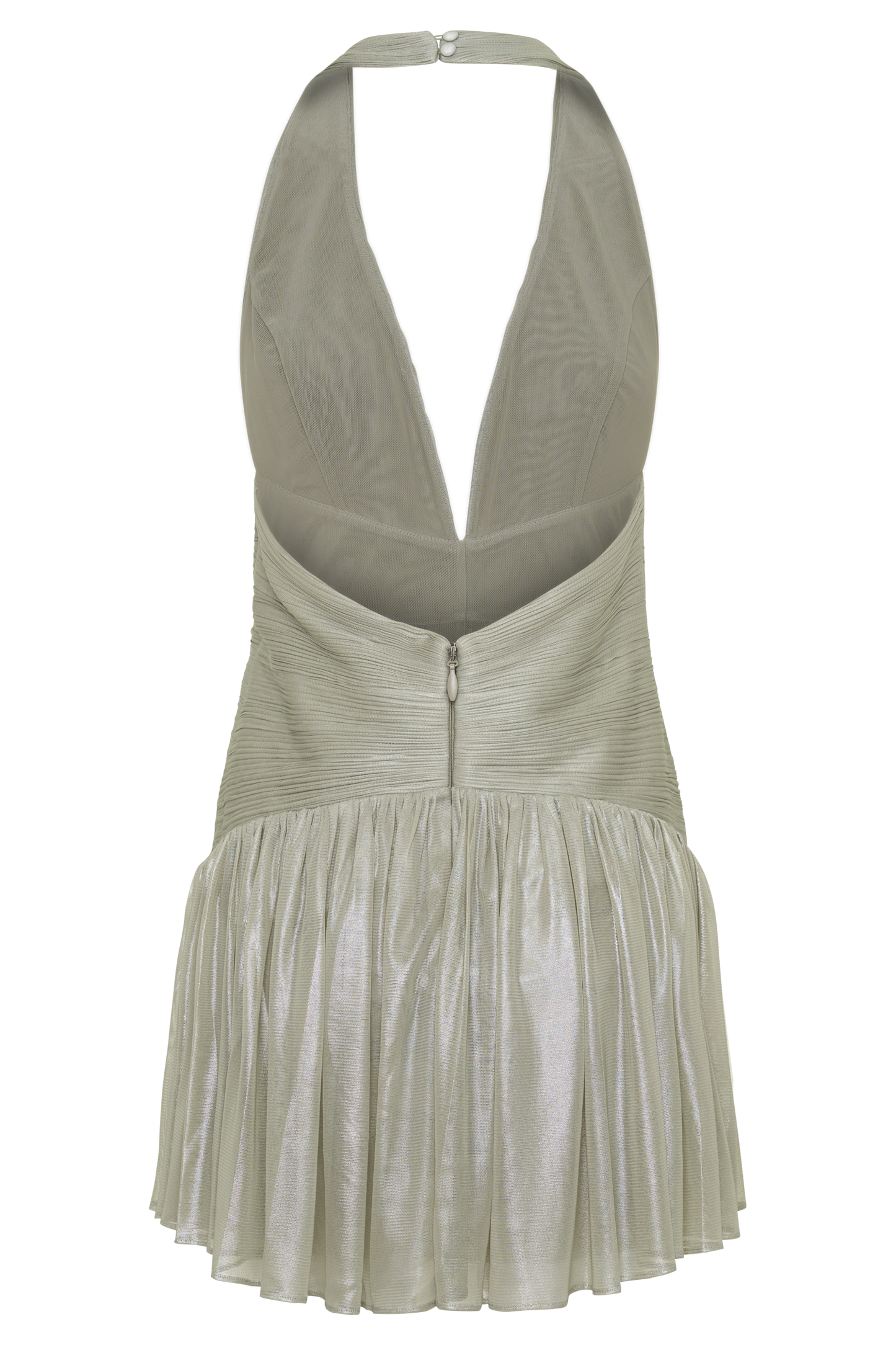 Lucille Halter Plissiertes Mini-Kleid - Silber