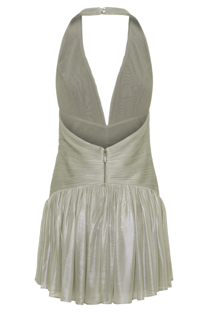 Lucille Halter Plissiertes Mini-Kleid - Silber