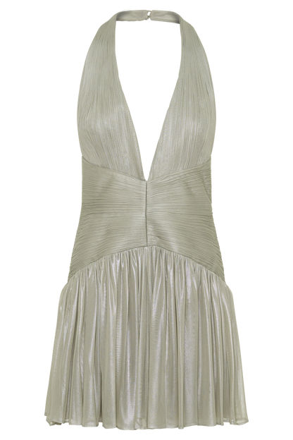 Lucille Halter Plissiertes Mini-Kleid - Silber