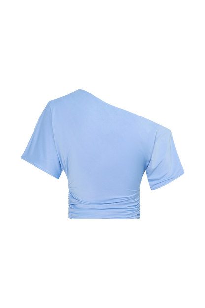 Luu Off Shoulder Slinky Top - Meerblau