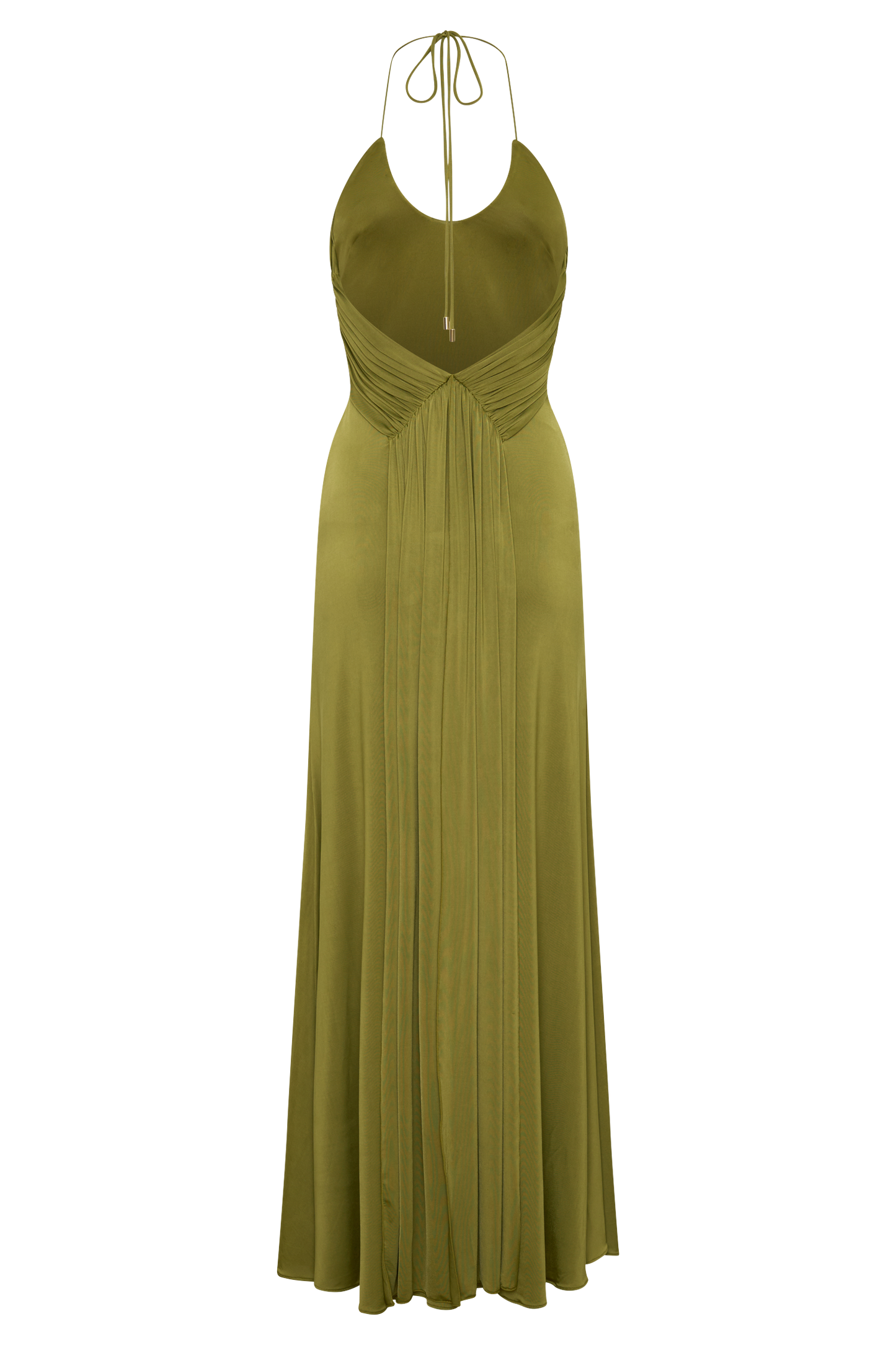 Maely Gathered Slinky Maxi Kleid - Oliv