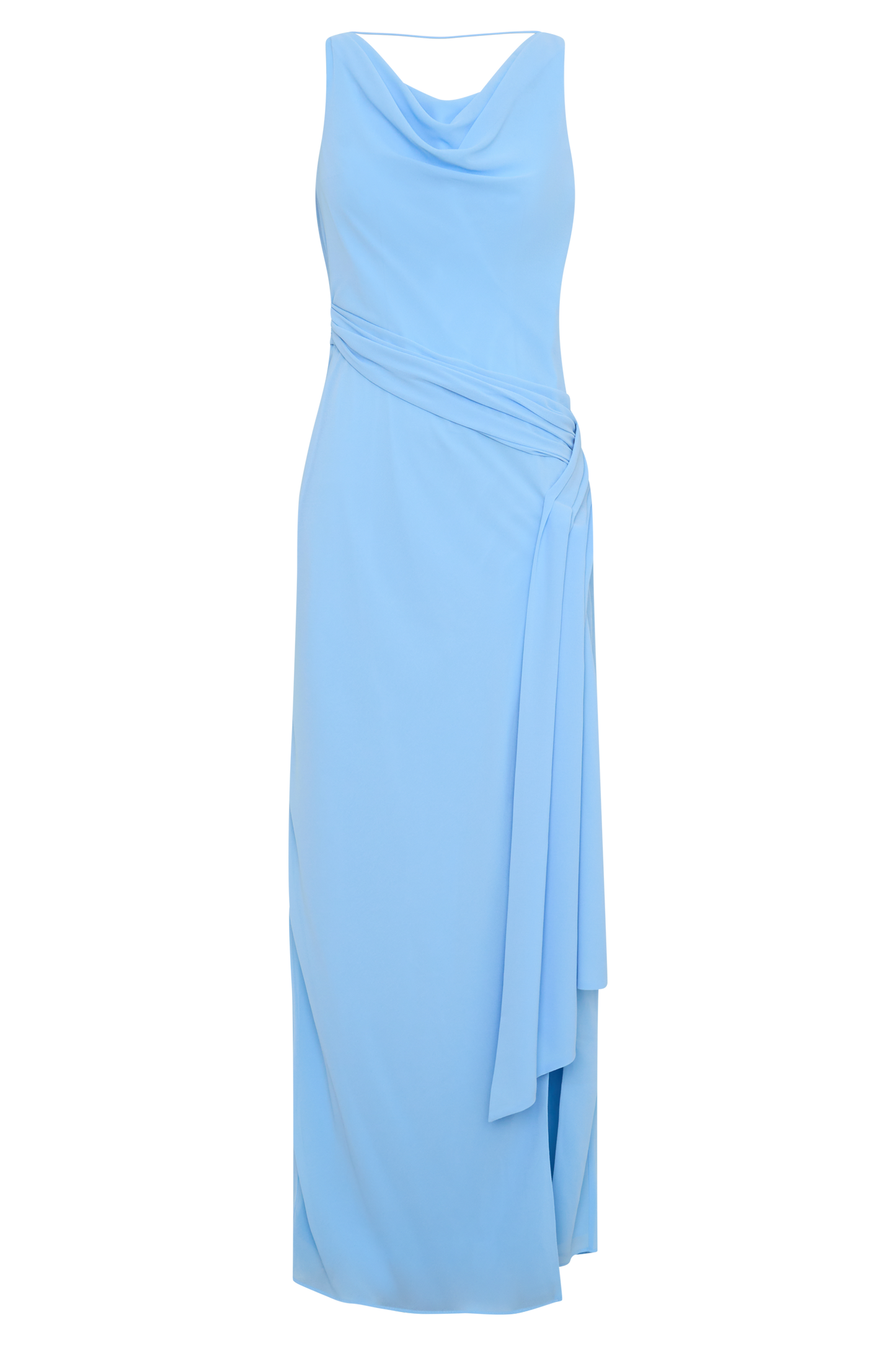 Marjorie Draped Back Chiffon Maxi Kleid - Himmelblau