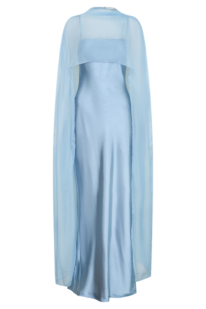 Martinne Chiffon-Cape Maxikleid - Arktisblau