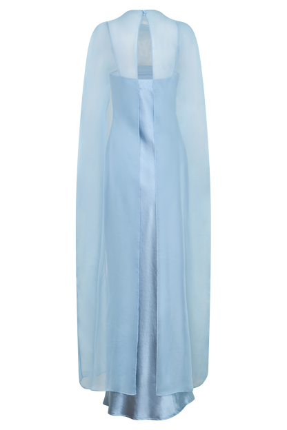 Martinne Chiffon-Cape Maxikleid - Arktisblau