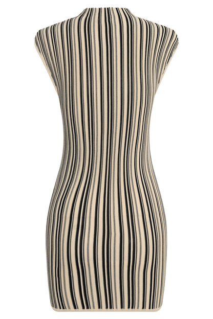 Meggie Gestreiftes Ärmelloses Mini-Kleid - Schwarz/Elfenbein