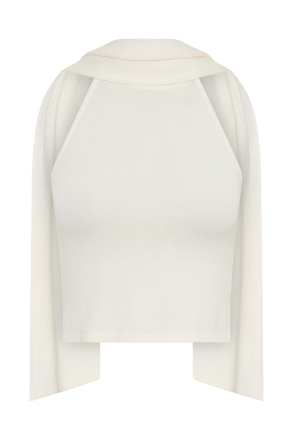 Misty Halter Rückenfreies Stricktop - Elfenbein