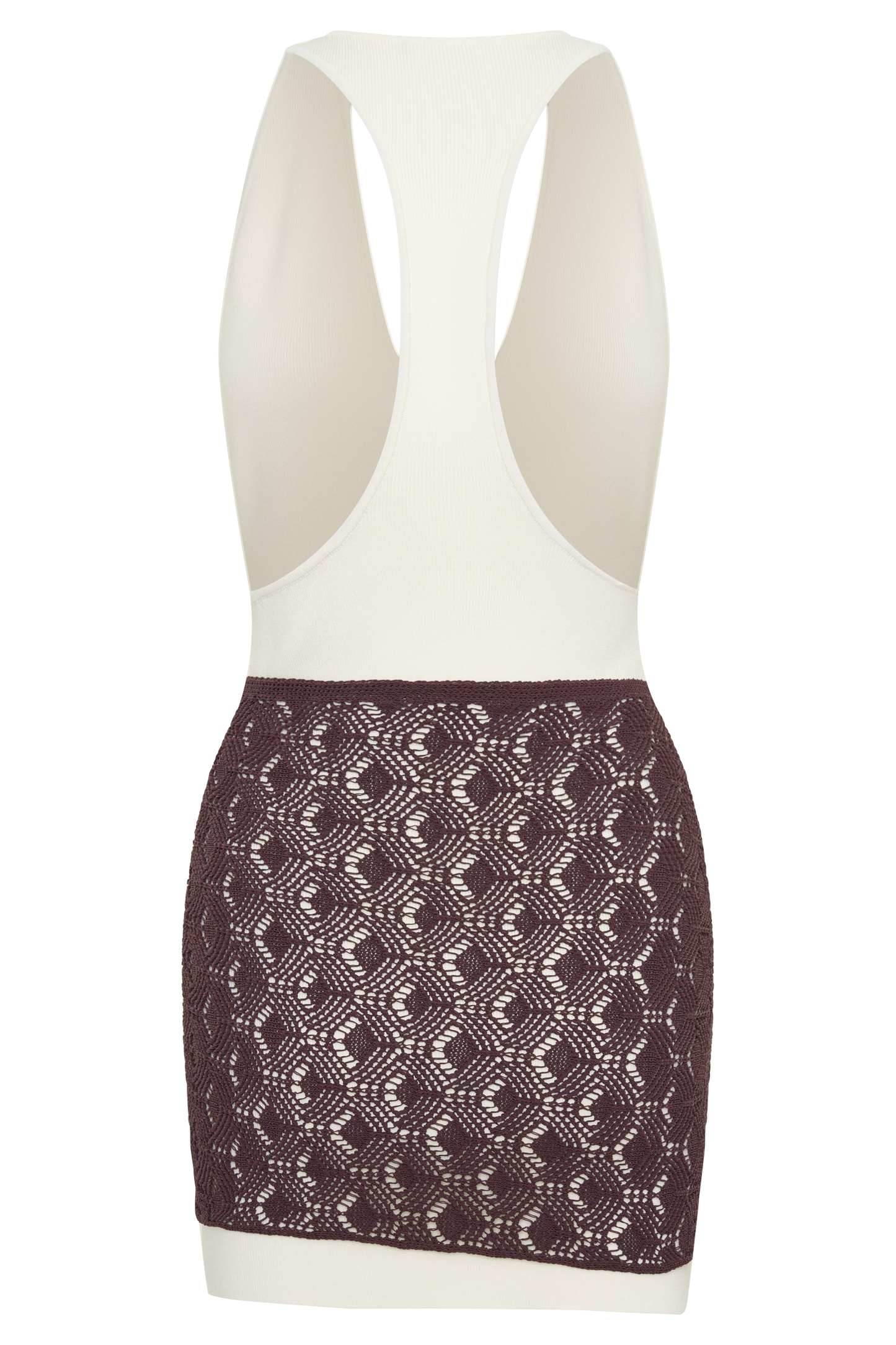 Mollie Mini-Kleid mit Häkel-Overlay - Weiß/Schokolade