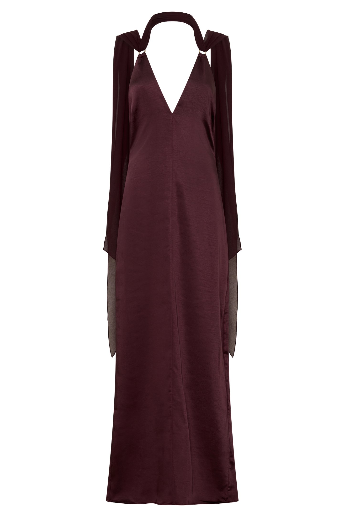 Myla Draped Shoulders Satin Maxi Kleid - Schokolade
