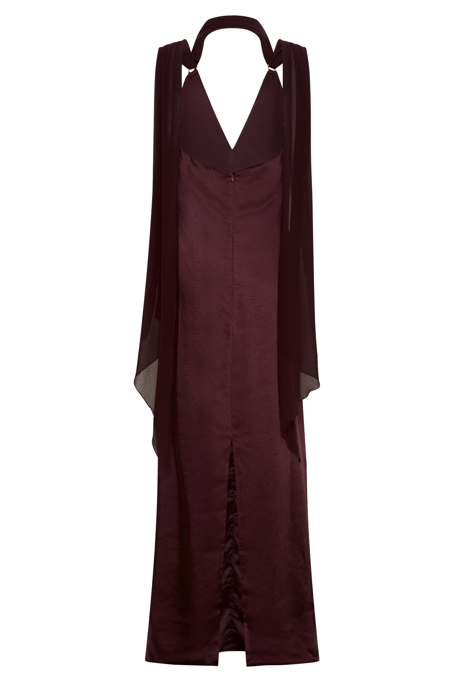 Myla Draped Shoulders Satin Maxi Kleid - Schokolade