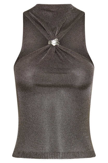 Nikki Lurex Top mit Hardware - Gunmetal