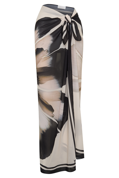 Noa Chiffon Schal Sarong - Elfenbeinfarbener Floralprint